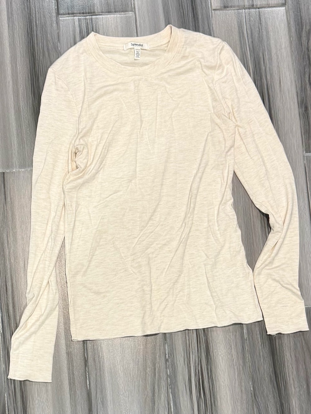 Splendid Soft Cream Long Sleeve Crewneck Tee